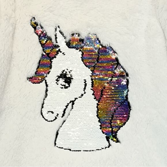 Btween White Unicorn Sequins Sweatshirt girls size 8 - Picture 2 of 7
